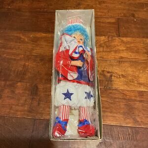 Vintage 1988 Brinn’s Clown Collection Doll July Uncle Sam's Birthday - K-17.4